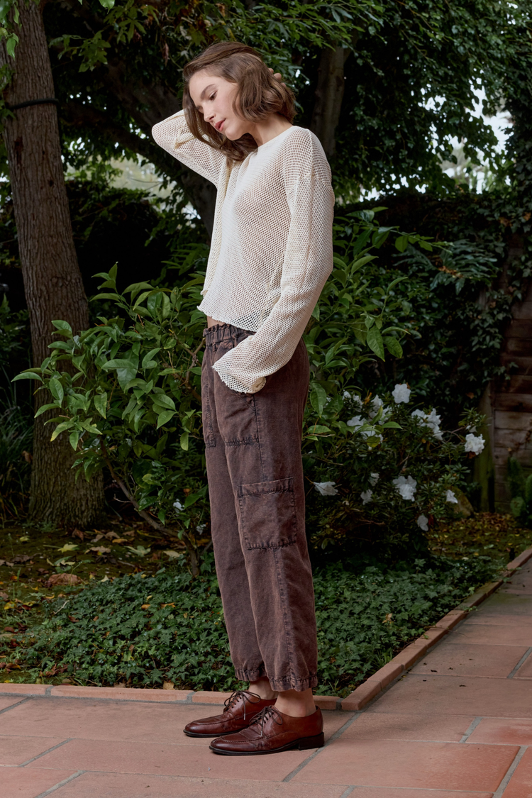 NSF Shailey Paperbag Waist Linen Cotton Pant - Rusty Storm