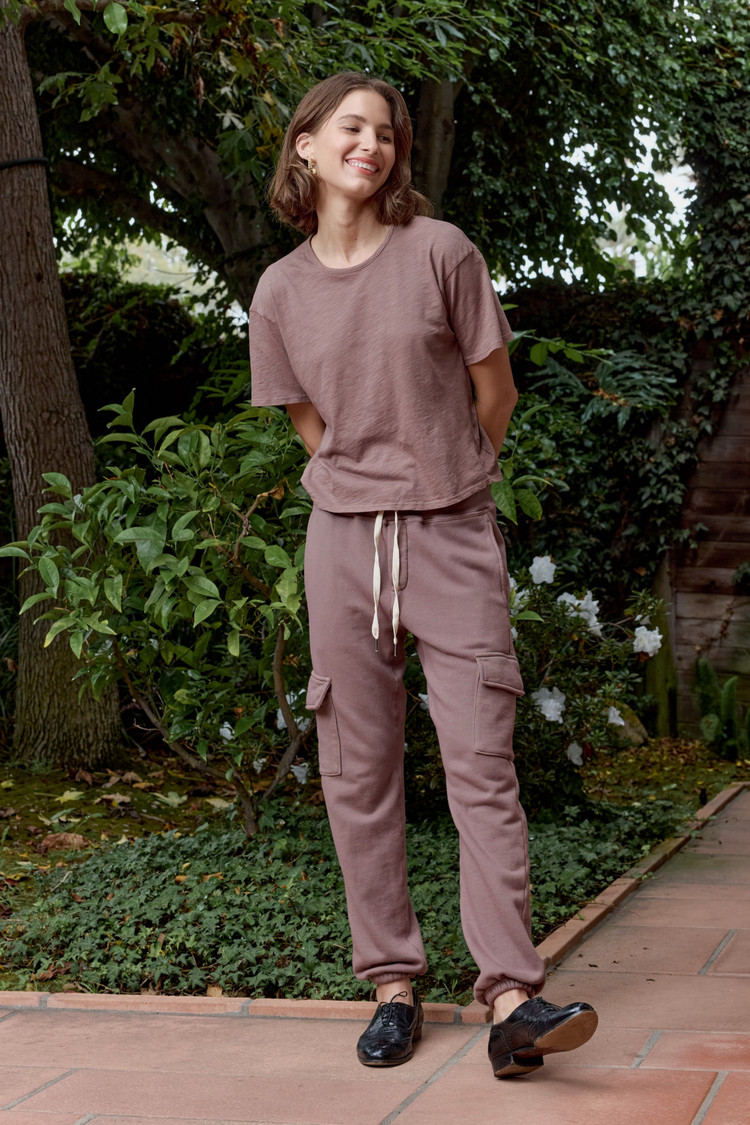 NSF Harper Boxy Slub Jersey Tee / Deep Taupe