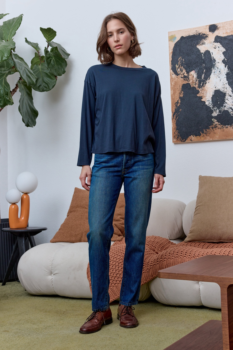 NSF Loffler Boxy Fine Jersey Tee - Eclipse