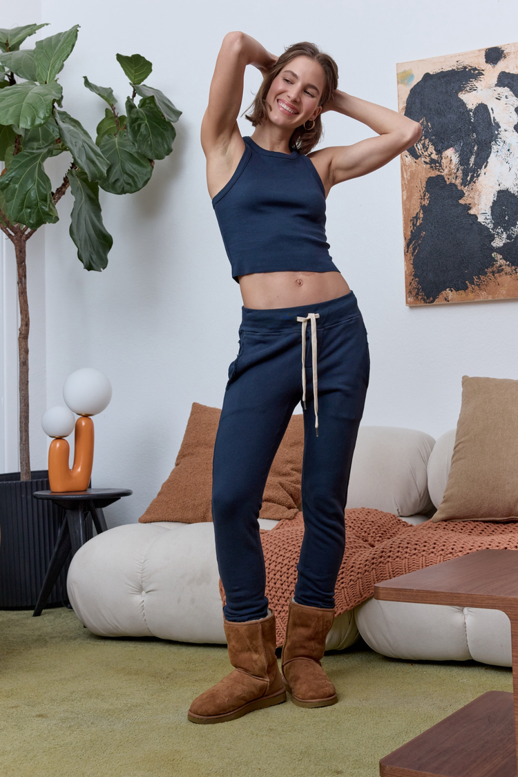 NSF Sayde Slim Distressed Loop Terry Sweatpant - Eclipse