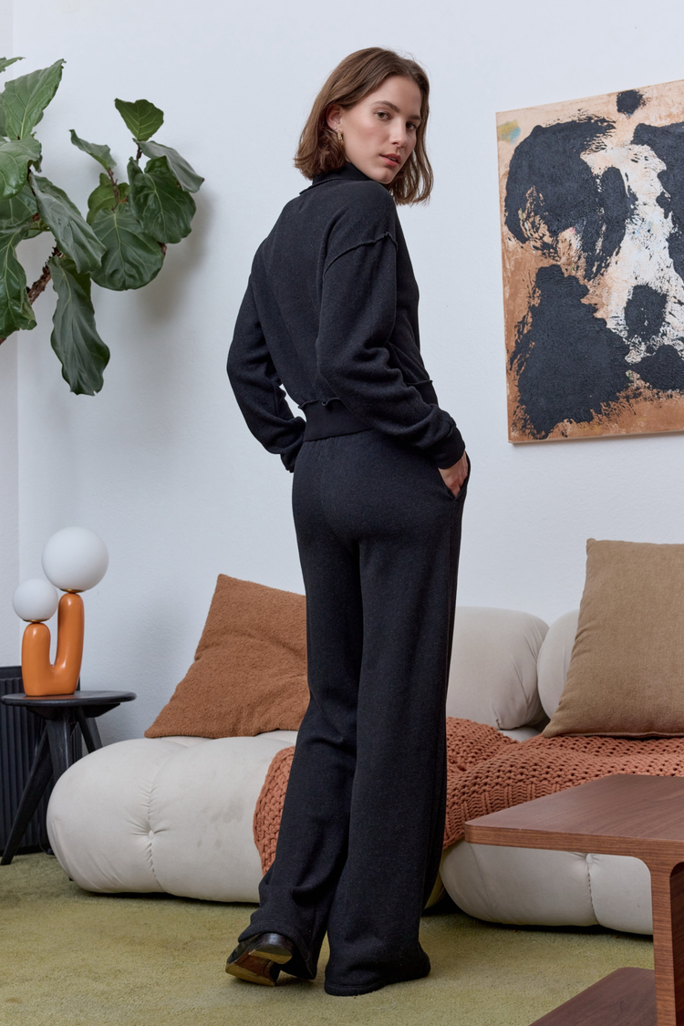 NSF Tova Cloud Fleece Half Zip Sweatshirt - Black