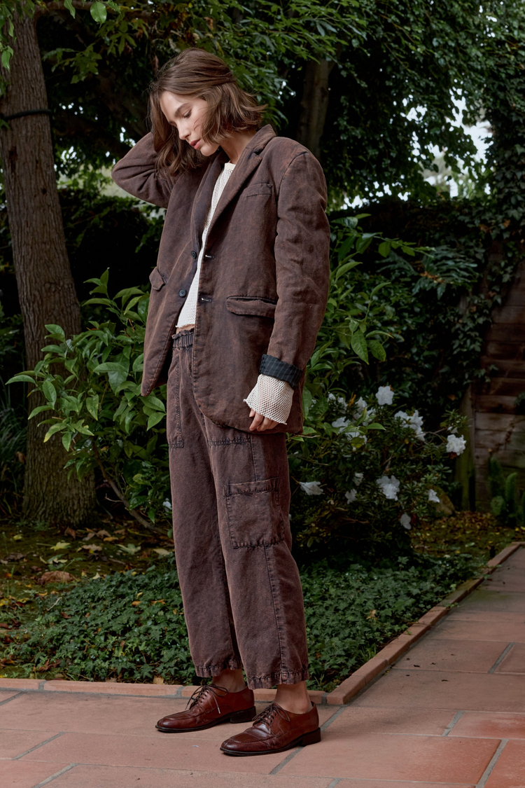 NSF Seville Linen Cotton Oversized Blazer - Rusty Storm