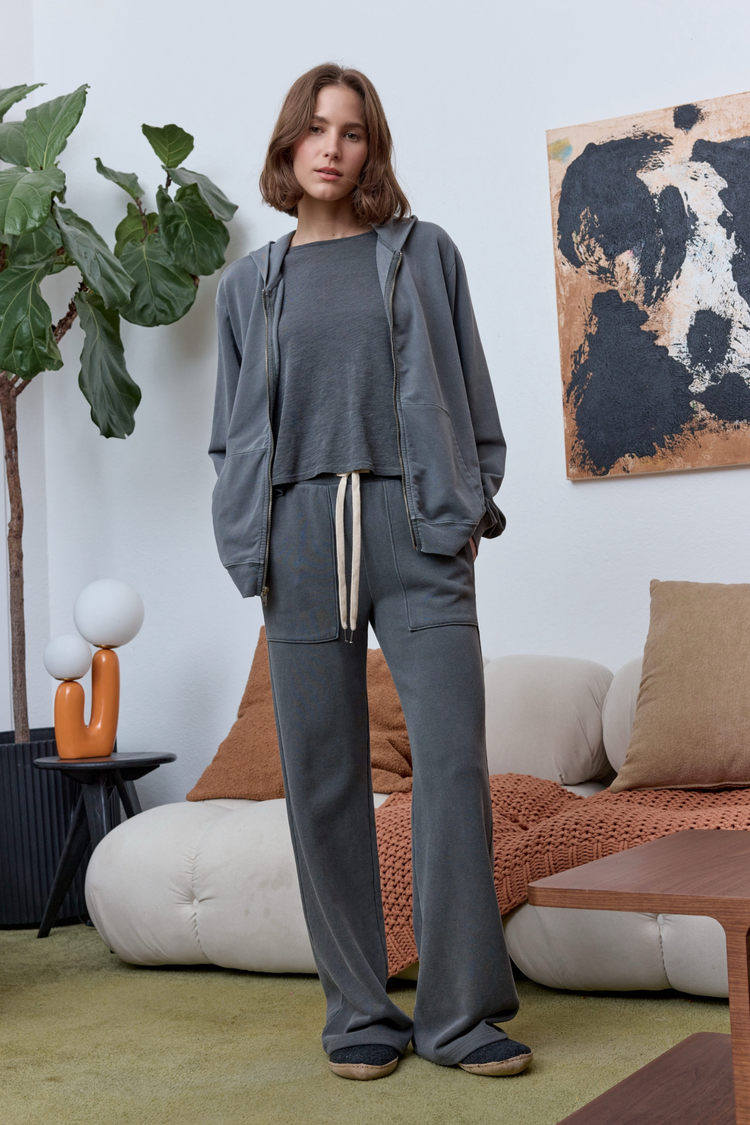 NSF Lincoln Oversized Mini Loop Terry Hoodie - Faded Black