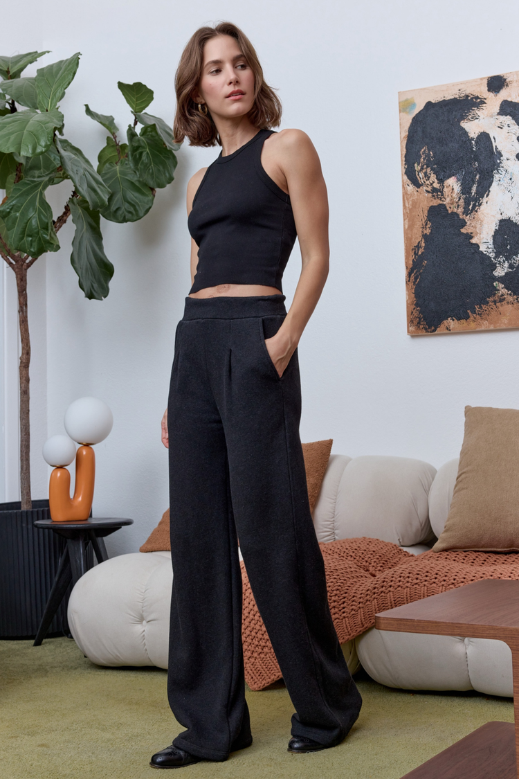 NSF Amaya Fitted Crop Rib Tank - Black