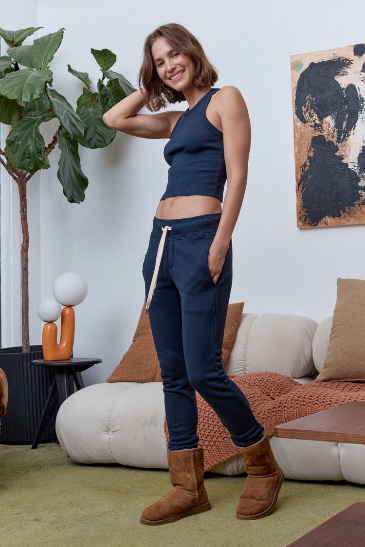 NSF Sayde Slim Distressed Loop Terry Sweatpant - Eclipse