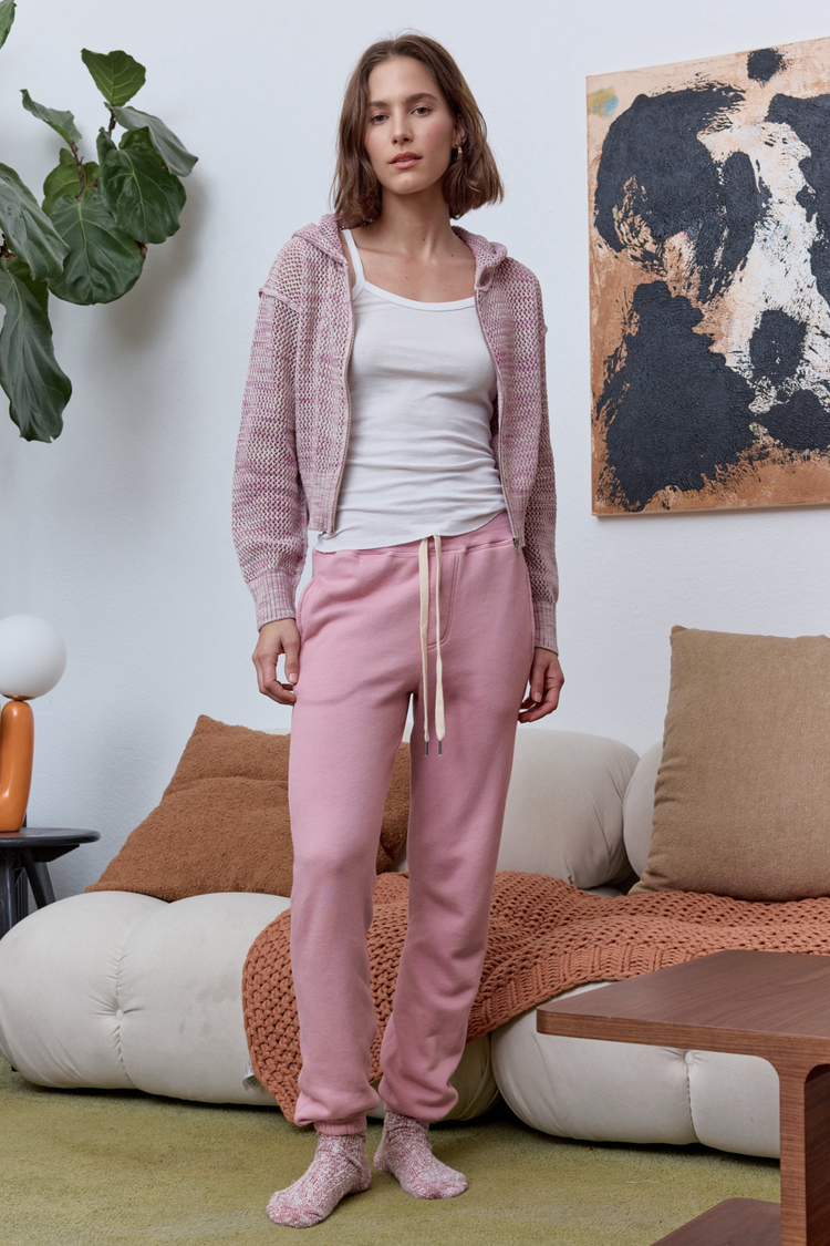 NSF Mills Painted Cotton Zip Hoodie Sweater - Lavender