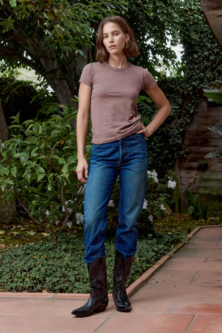 NSF Alessi Shrunken Fine Jersey Tee - Deep Taupe