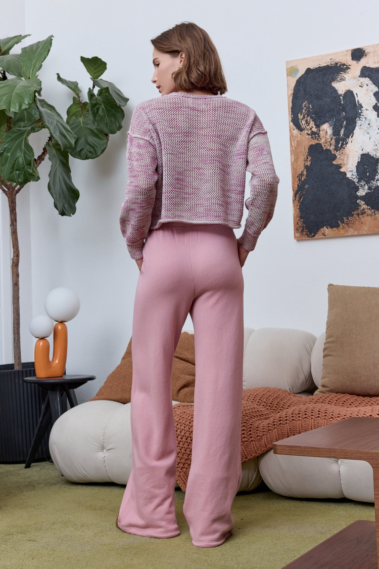 NSF Louis Pleated Wide Leg Cloud Fleece Pant - Mallow