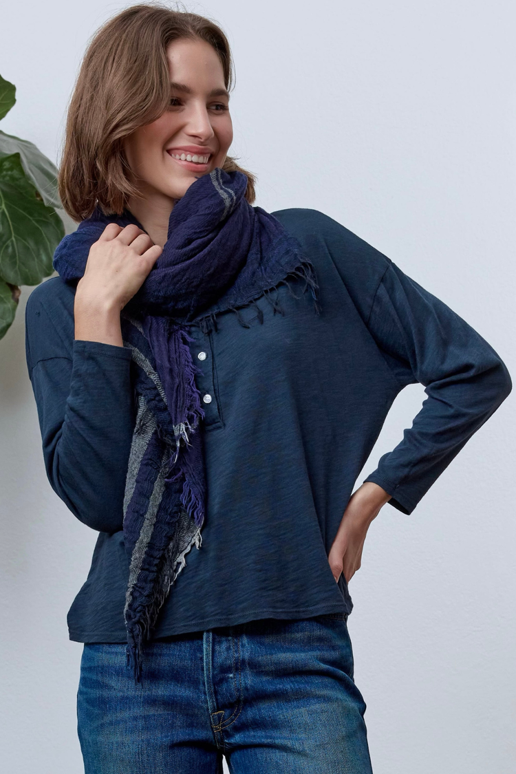 NSF Hazel Boxy Slub Jersey Henley - Eclipse