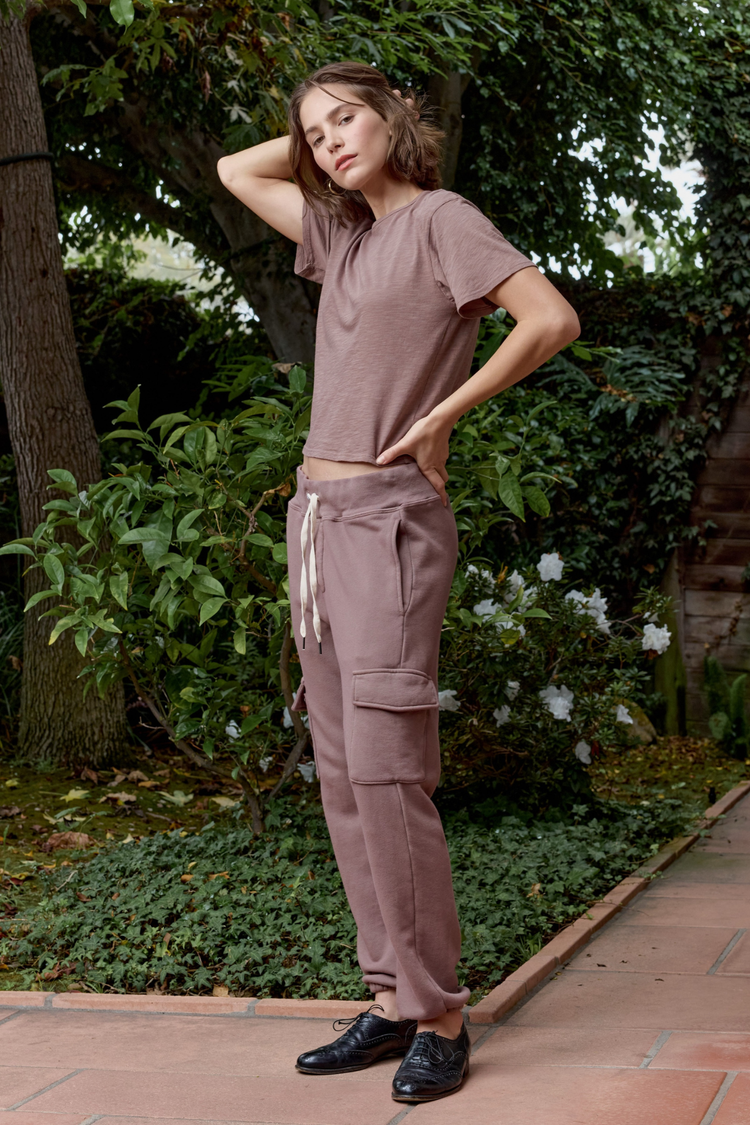 NSF Harper Boxy Slub Jersey Tee / Deep Taupe