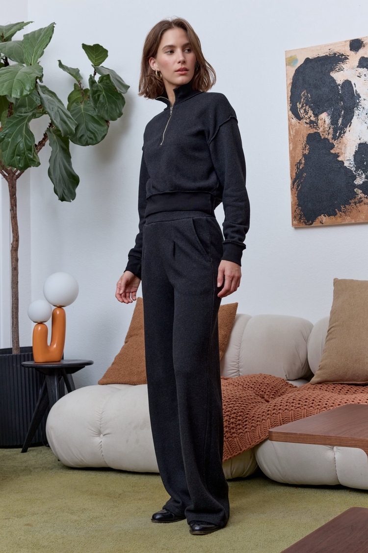 NSF Tova Cloud Fleece Half Zip Sweatshirt - Black