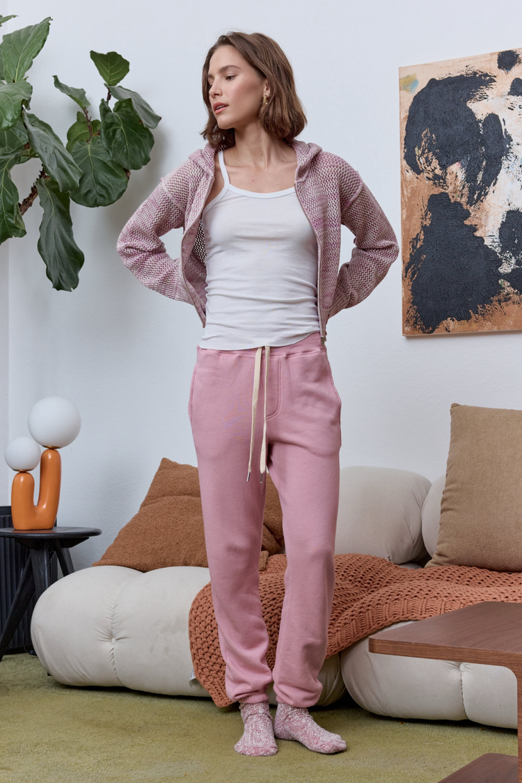 NSF Mills Painted Cotton Zip Hoodie Sweater - Lavender