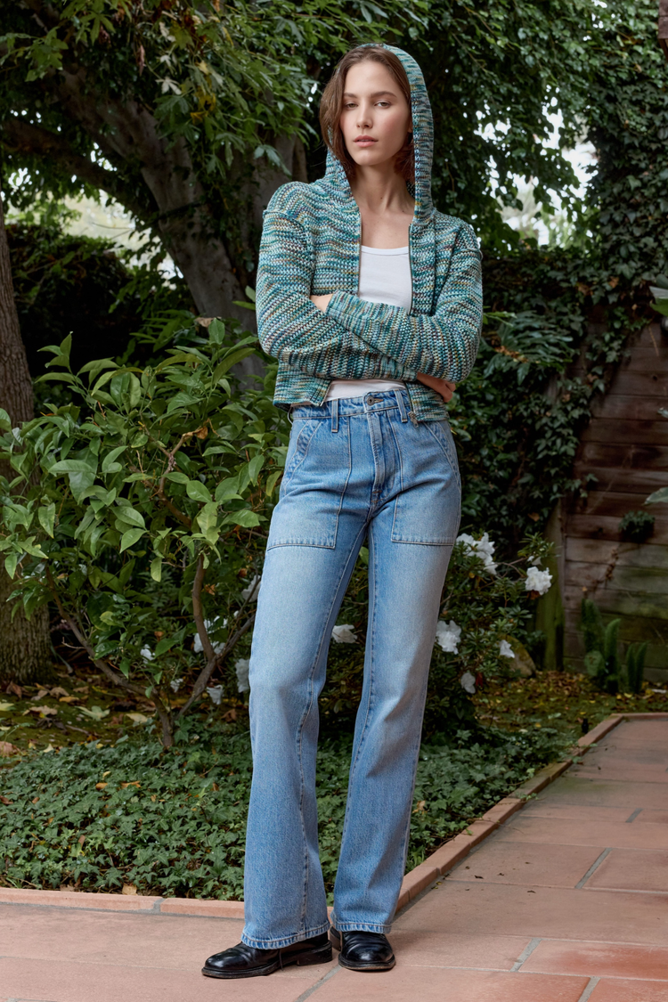 NSF Mills Painted Cotton Zip Hoodie Sweater - Teal