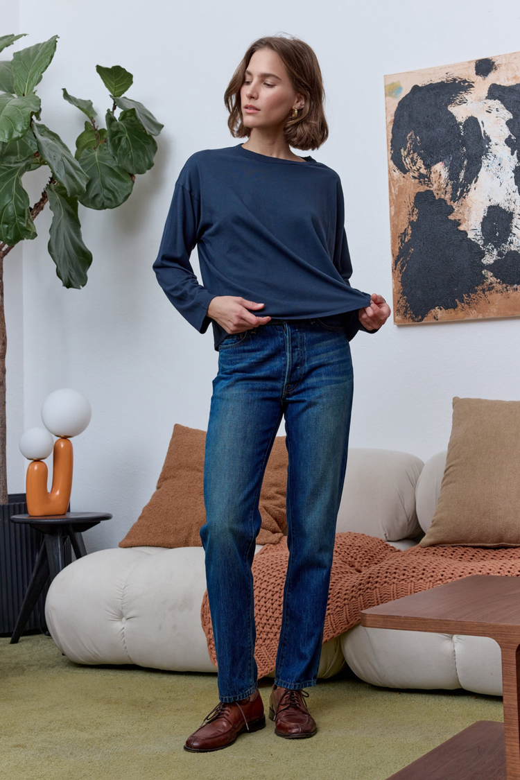 NSF Loffler Boxy Fine Jersey Tee - Eclipse