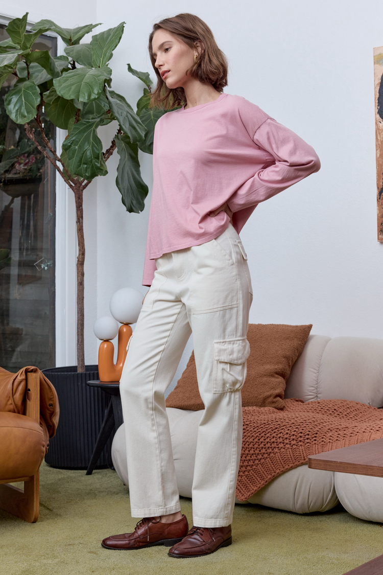 NSF Loffler Boxy Fine Jersey Tee - Mallow