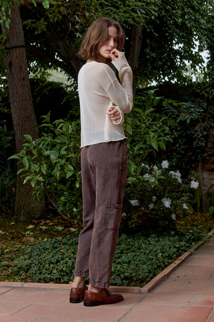 NSF Shailey Paperbag Waist Linen Cotton Pant - Rusty Storm