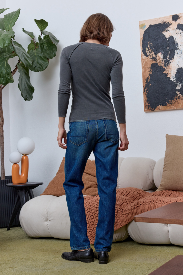 NSF Aria Fitted Baby Rib Raglan Tee - Faded Black