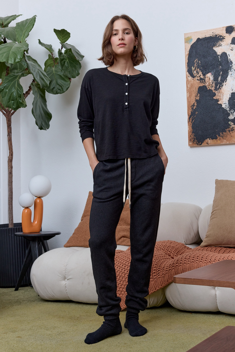 NSF Isabella High Waist Cloud Fleece Sweatpant - Black