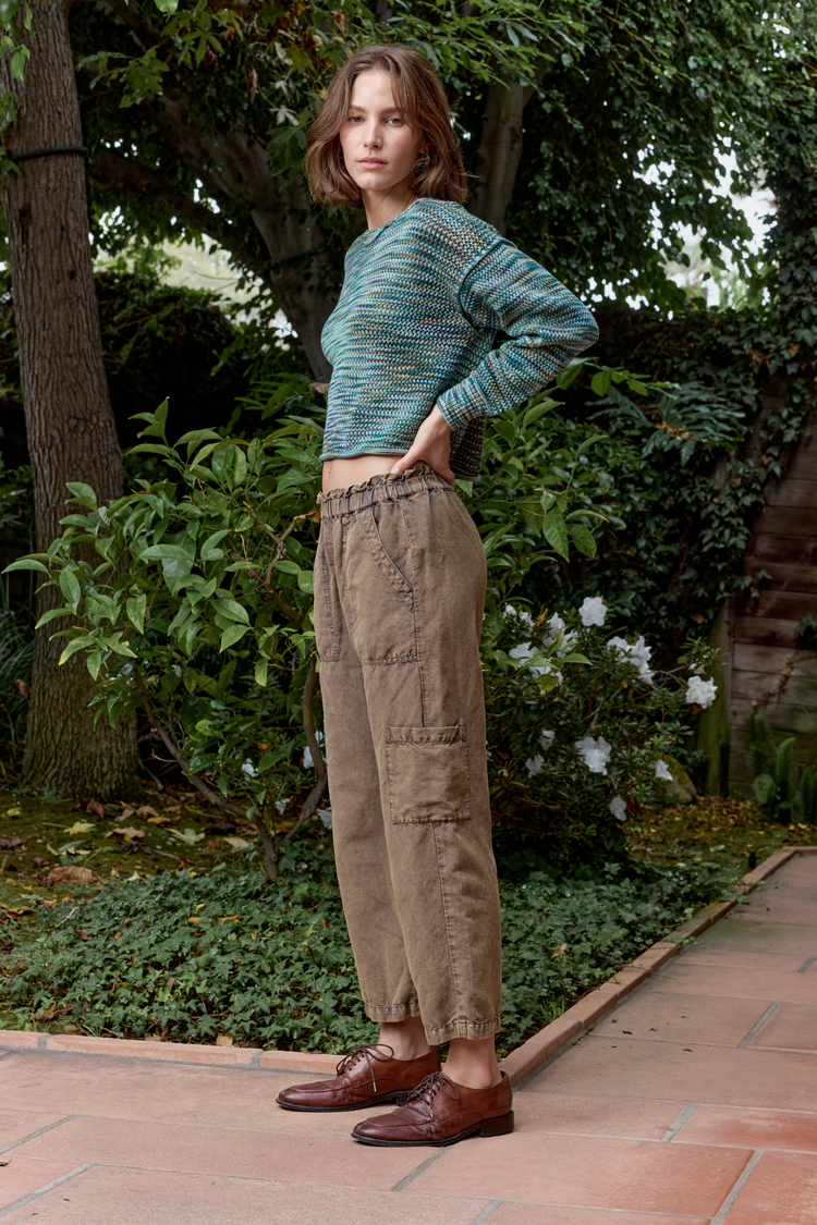 NSF Livia Painted Cotton Crew Sweater - Teal