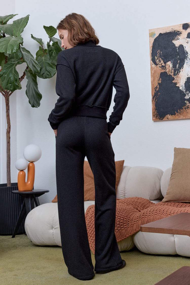 NSF Tova Cloud Fleece Half Zip Sweatshirt - Black