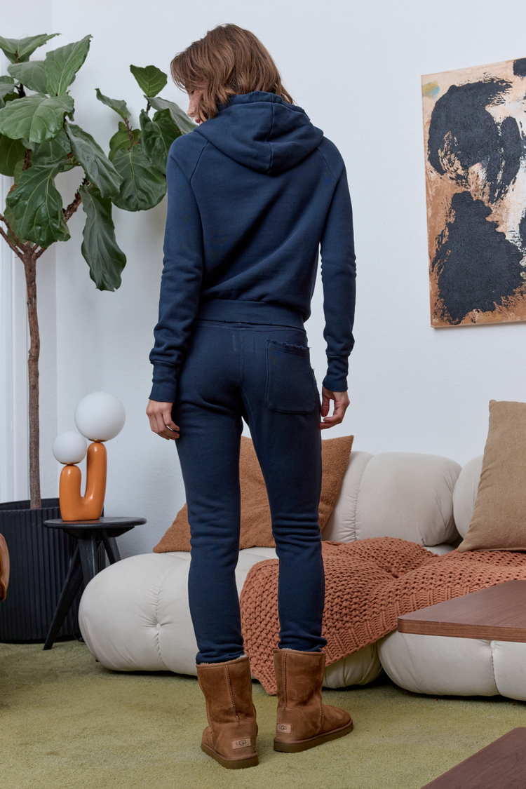 NSF Lisse Fitted Distressed Loop Terry Hoodie - Eclipse