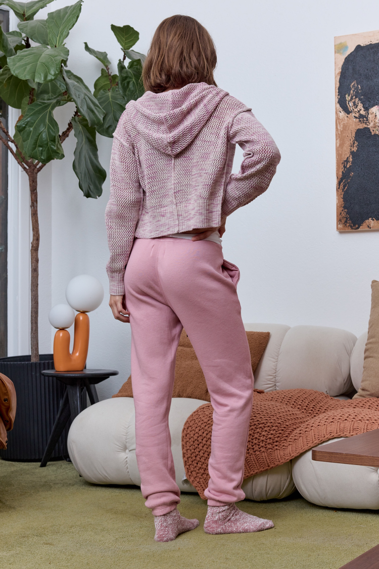 NSF Mills Painted Cotton Zip Hoodie Sweater - Lavender