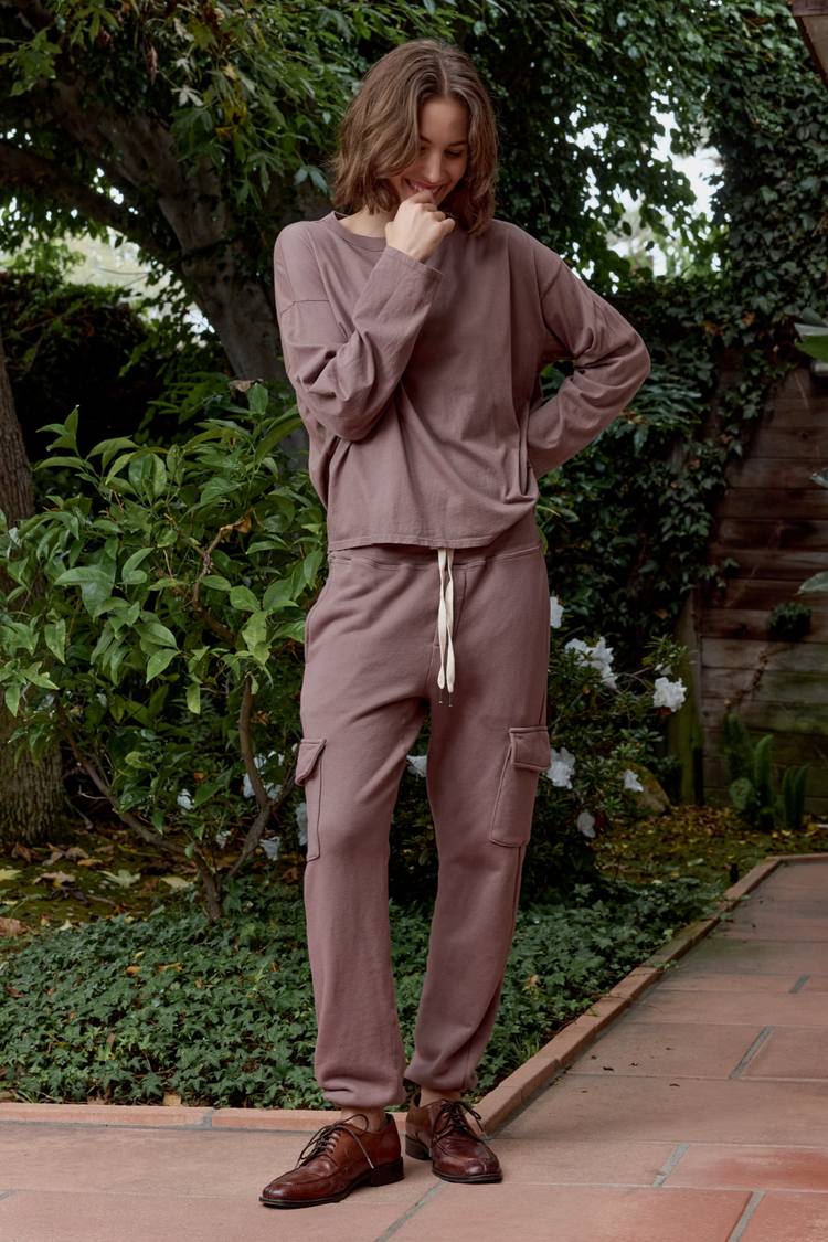 NSF Loffler Boxy Fine Jersey Tee - Deep Taupe