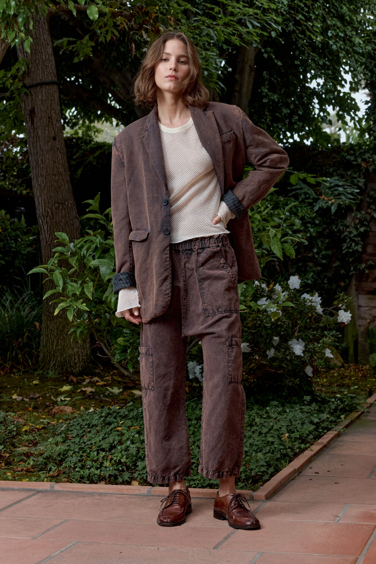 NSF Seville Linen Cotton Oversized Blazer - Rusty Storm