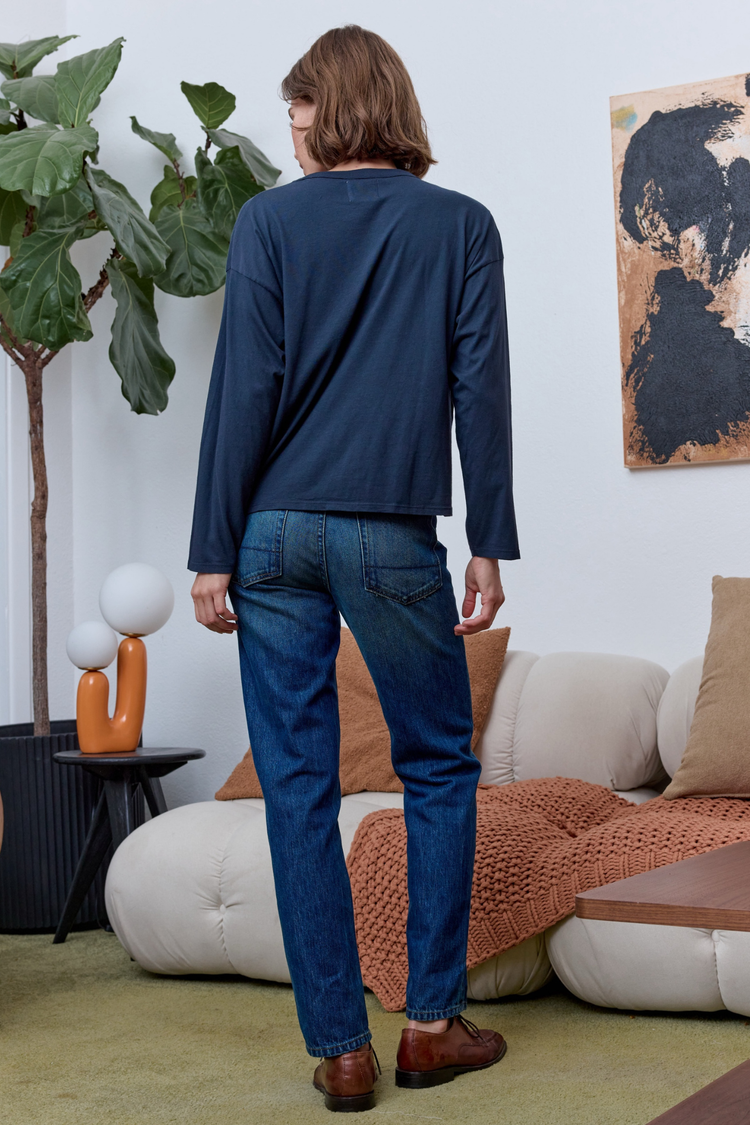 NSF Loffler Boxy Fine Jersey Tee - Eclipse