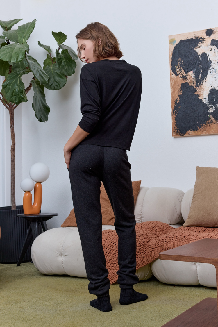 NSF Isabella High Waist Cloud Fleece Sweatpant - Black