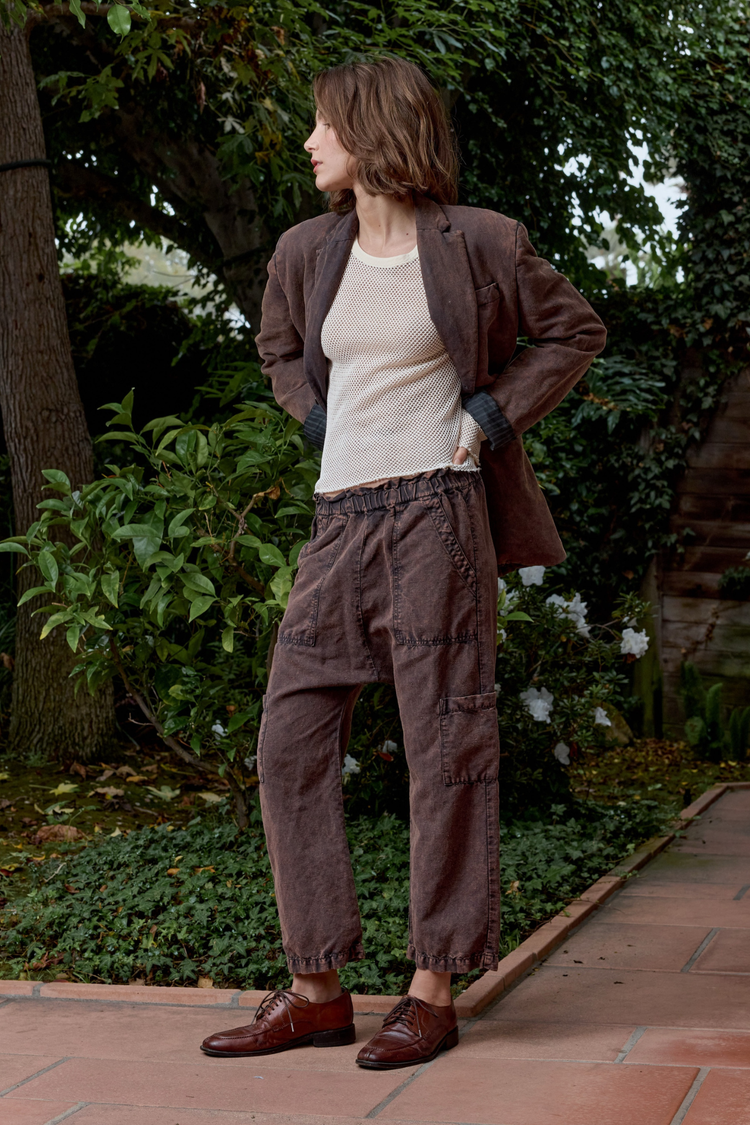 NSF Shailey Paperbag Waist Linen Cotton Pant - Rusty Storm