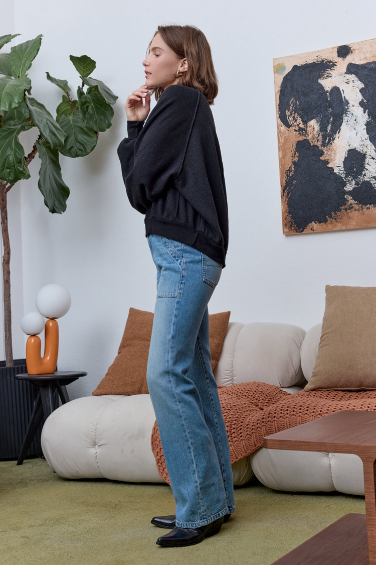 NSF Vierra Oversized Cloud Fleece Sweatshirt - Black