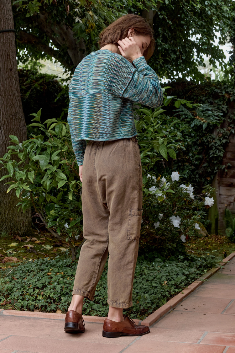 NSF Livia Painted Cotton Crew Sweater - Teal