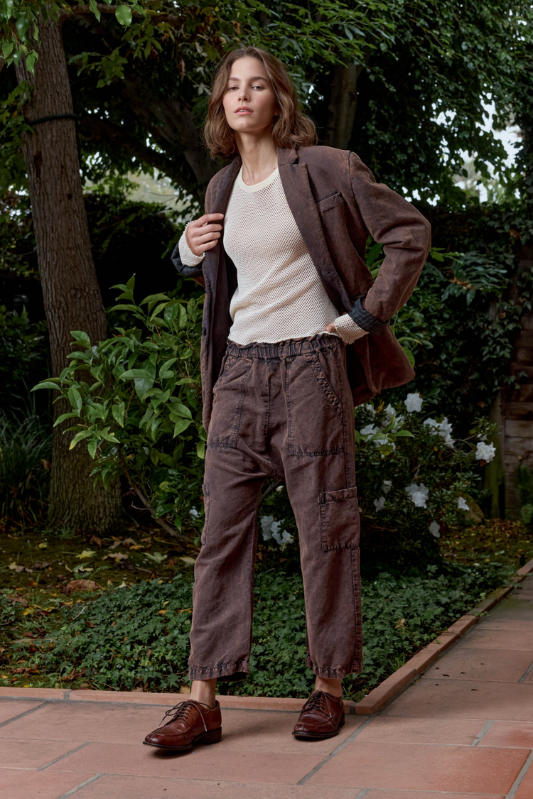 NSF Shailey Paperbag Waist Linen Cotton Pant - Rusty Storm
