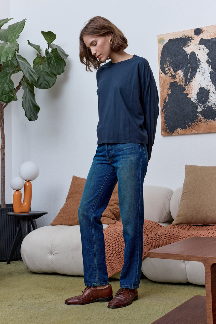 NSF Loffler Boxy Fine Jersey Tee - Eclipse