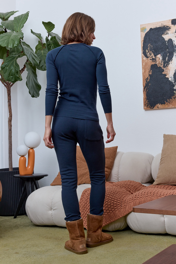 NSF Aria Fitted Baby Rib Raglan Tee - Eclipse