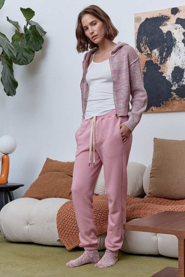 NSF Mills Painted Cotton Zip Hoodie Sweater - Lavender