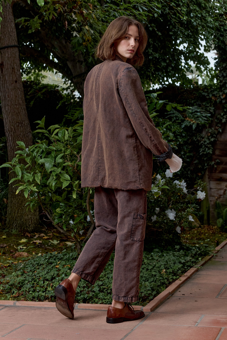 NSF Seville Linen Cotton Oversized Blazer - Rusty Storm