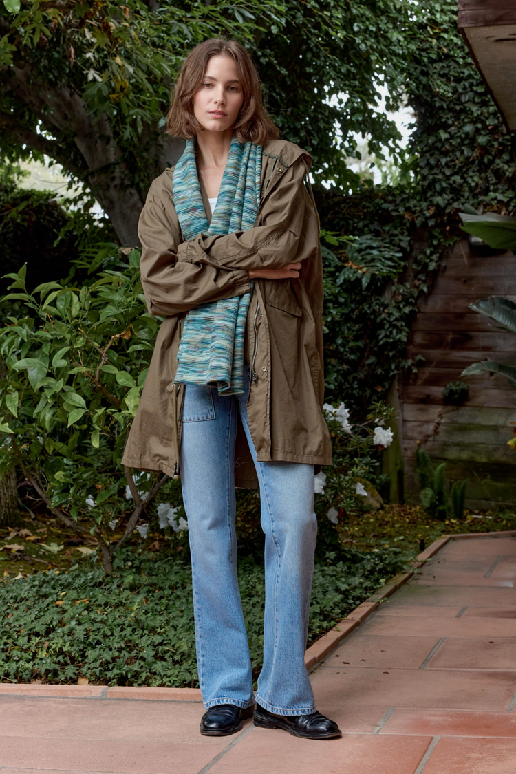 NSF Emma Painted Cotton Shrug Sweater- Teal