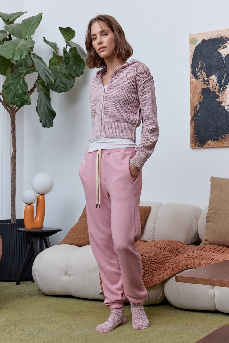 NSF Mills Painted Cotton Zip Hoodie Sweater - Lavender