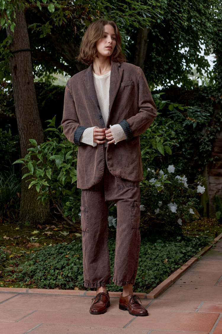NSF Seville Linen Cotton Oversized Blazer - Rusty Storm