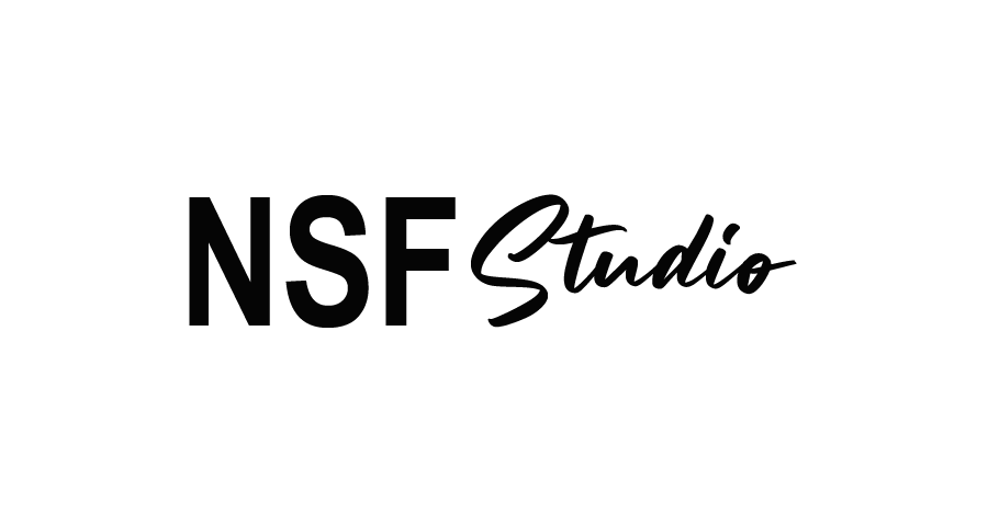 Black 'NSF Studio' logo on a white background