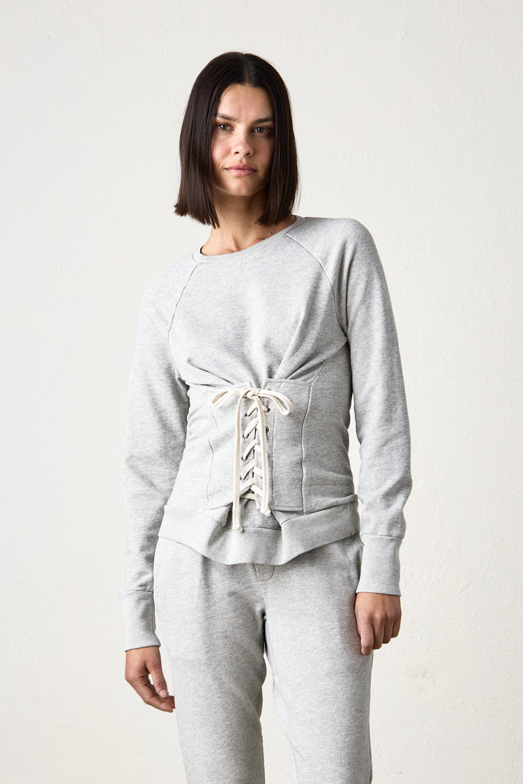 NSF Elio Corset Vintage Terry Crew - Heather Gray