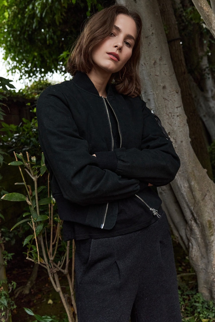 NSF Reyes Shrunken Quilted Canvas Bomber - Black