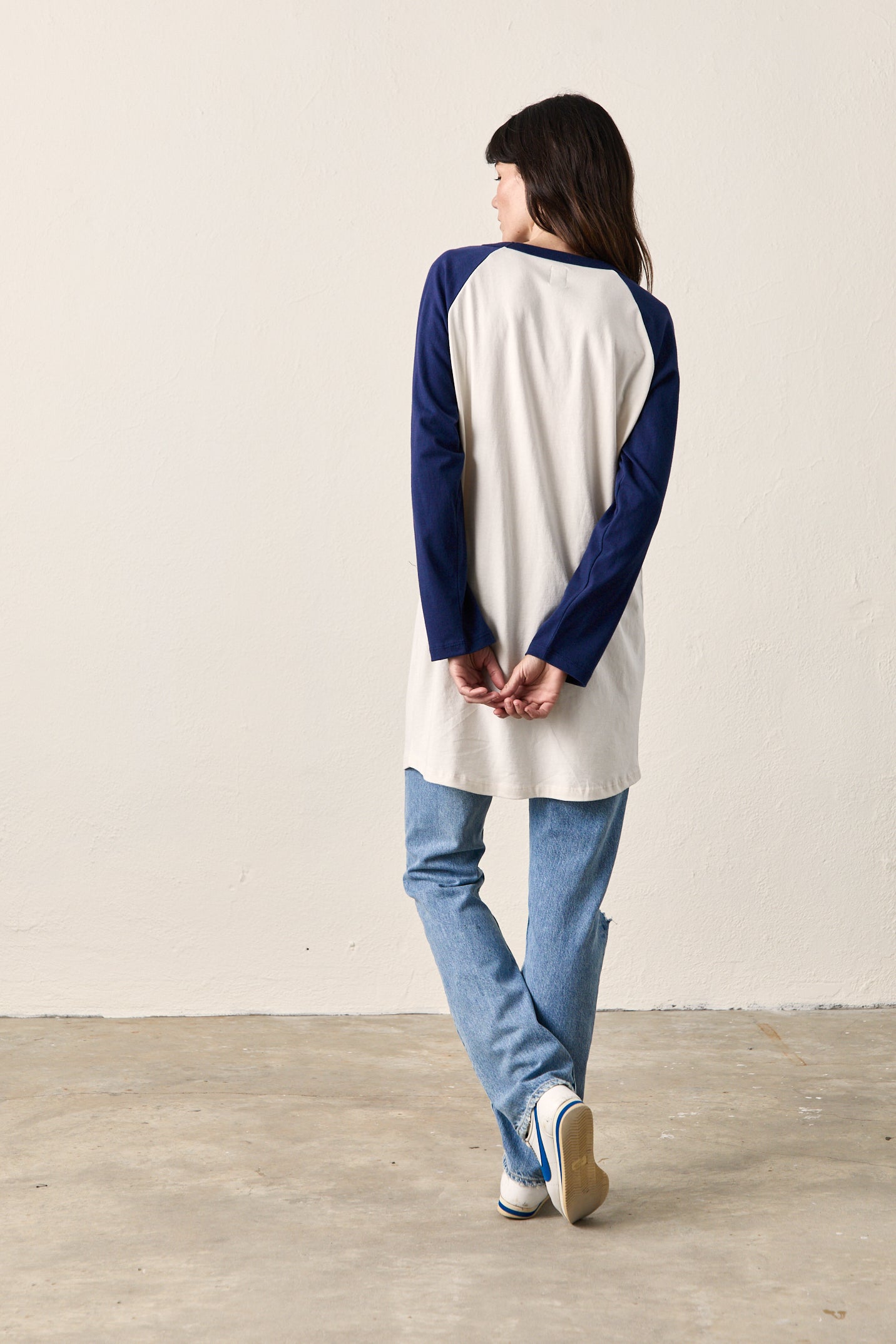 FRANKLIN BASEBALL TEE DRESS / IVORY/NAVY