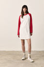 FRANKLIN BASEBALL TEE DRESS / IVORY/RED