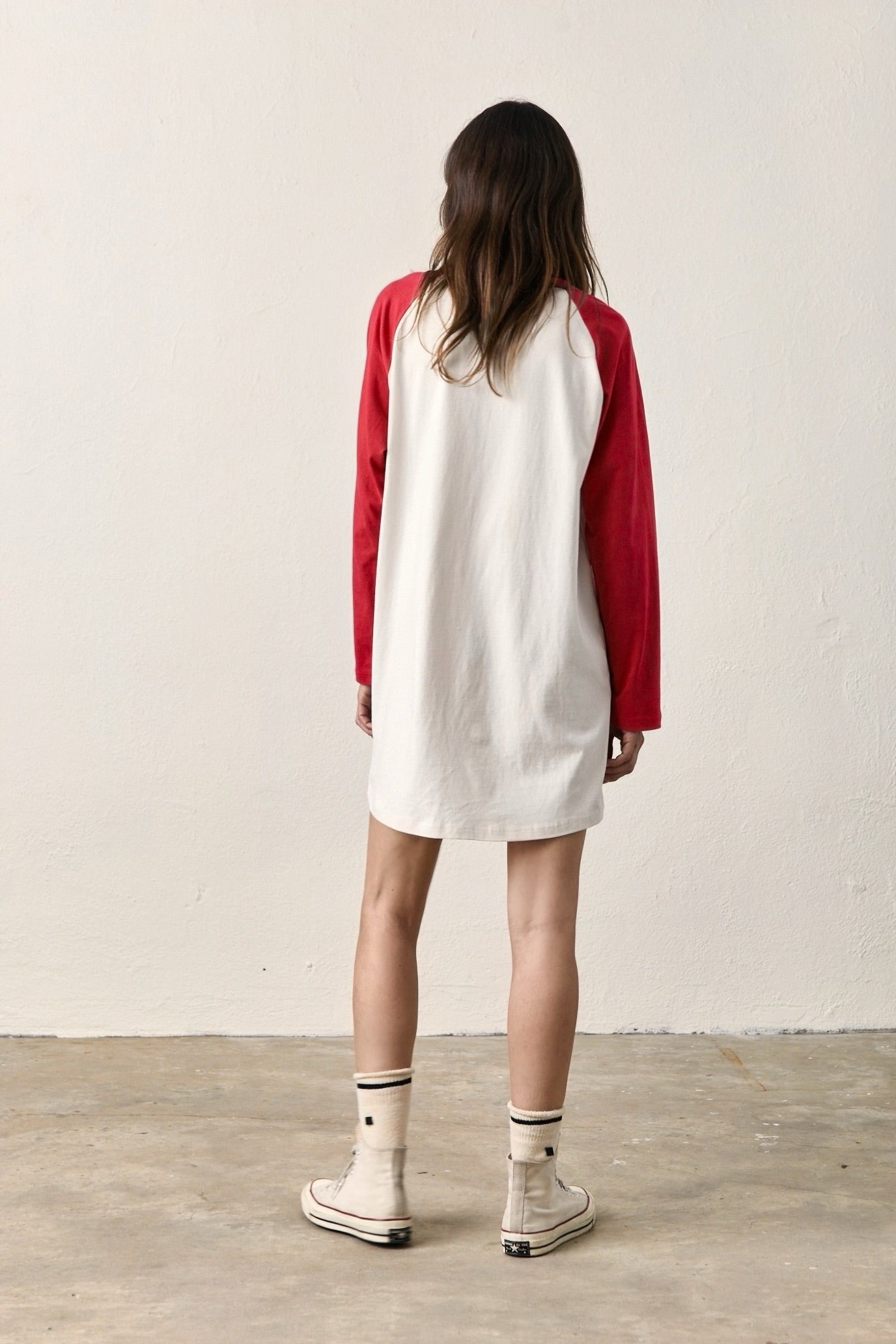 FRANKLIN BASEBALL TEE DRESS / IVORY/RED