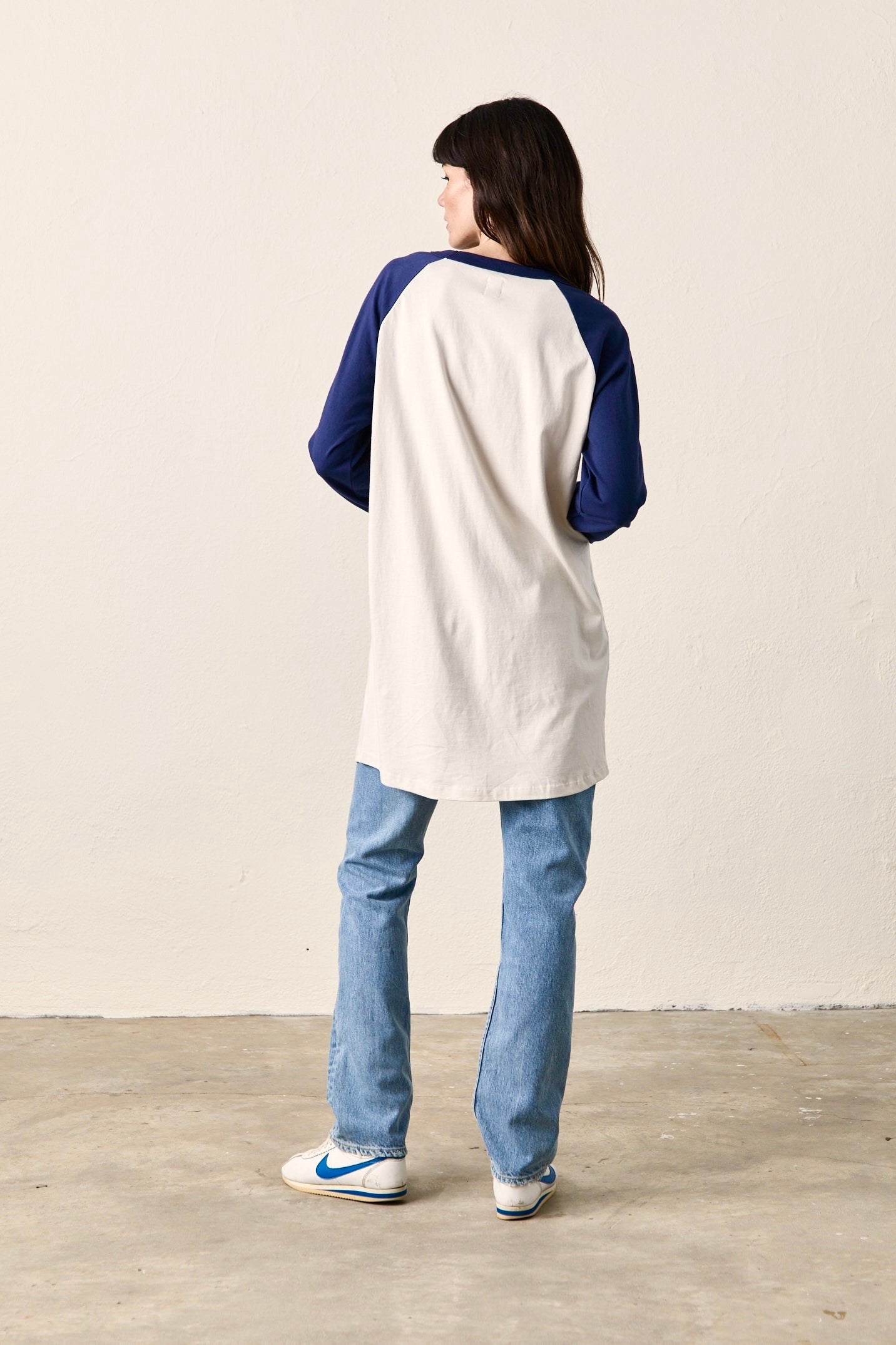 FRANKLIN BASEBALL TEE DRESS / IVORY/NAVY