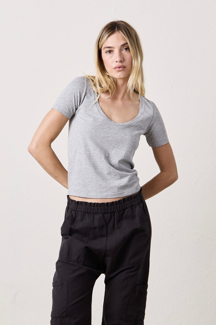 NSF Tally Slim Fit U Neck Vintage Jersey Tee - Heather Gray