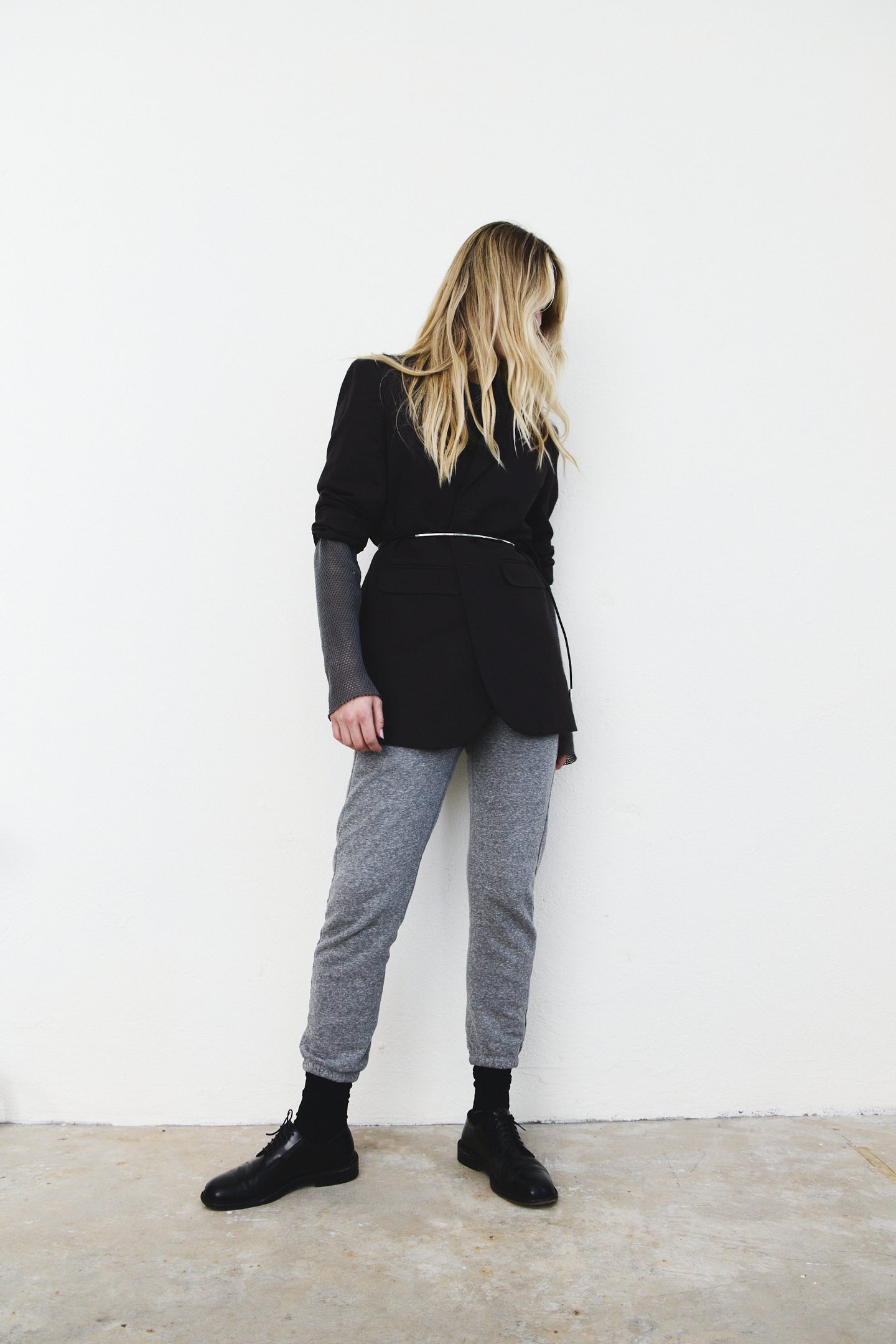 LAWRENCE OVERSIZE LINEN COTTON BLAZER / FADED BLACK